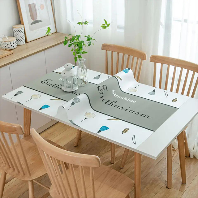 HM-042 Decorative PVC Tablecloth Waterproof New Printed Design Plastic Cover For Table