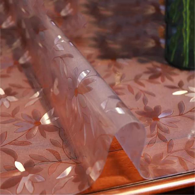 HM-006 High Quality Transparent Vinyl Table Cover Clear Embossed Transparent PVC Sheet