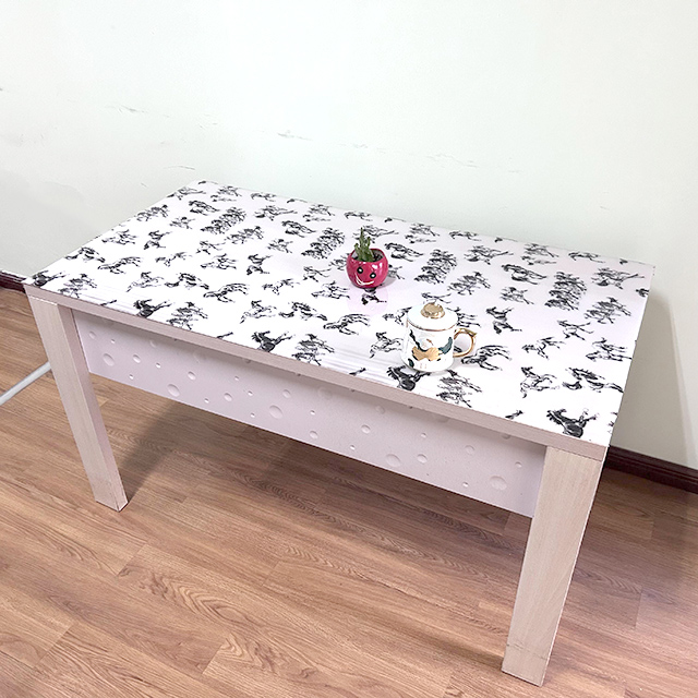 HM-016 Thicker Vinyl Table Cover Roll Waterproof Mould Proof Fireproofing PVC Printed Soft Glass