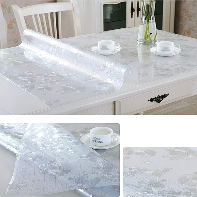 HM-031 1.5mm Factory Wholesale Soft Clear Embossed PVC Table Cover Roll