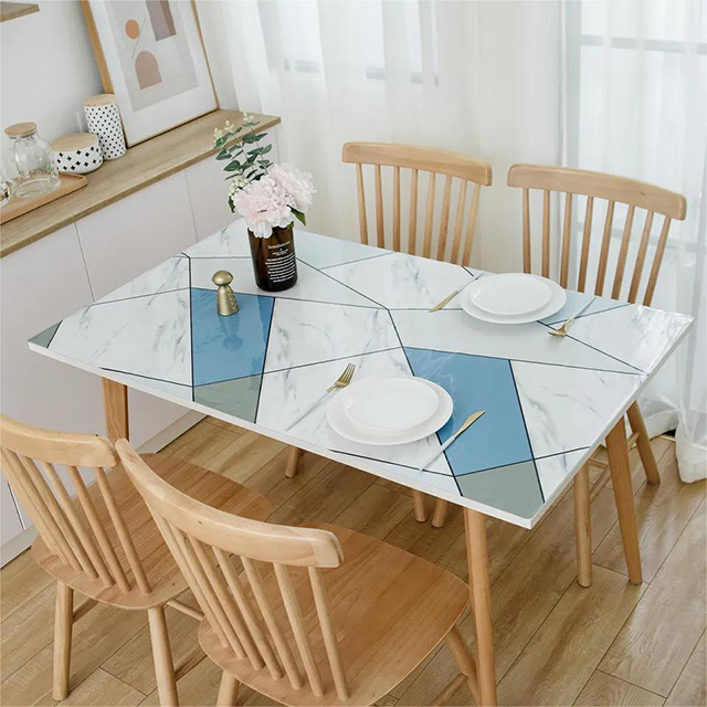 HM-041 Wipeable Eco-Friendly Table Cover Vinyl Rectangular Printed Table Cloth