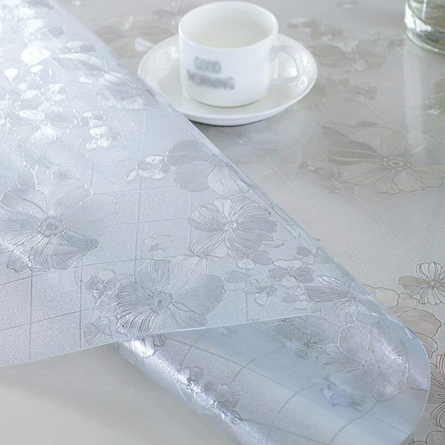 HM-031 1.5mm Factory Wholesale Soft Clear Embossed PVC Table Cover Roll