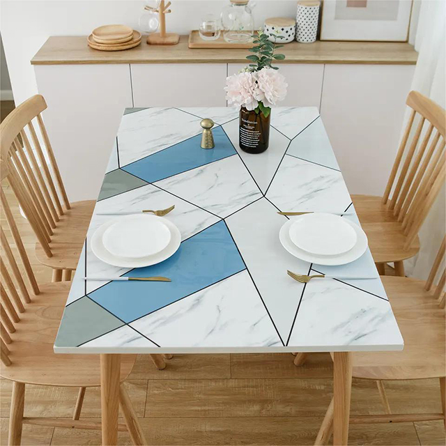 HM-041 Wipeable Eco-Friendly Table Cover Vinyl Rectangular Printed Table Cloth