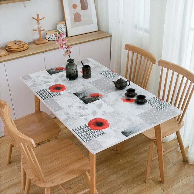 HM-039 Anti-Hot PVC Printed Table Sheet Waterproof Deluxe Heavy Duty PVC Table Cover Protector