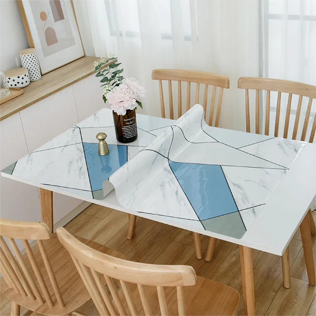 HM-041 Wipeable Eco-Friendly Table Cover Vinyl Rectangular Printed Table Cloth