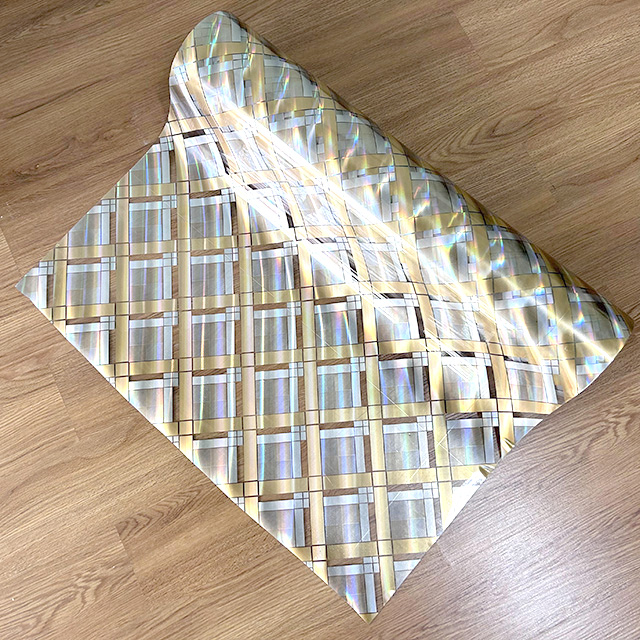 HM-011 Soft Glass Decorative Golden Laser Printed Design PVC Table Cover For Table