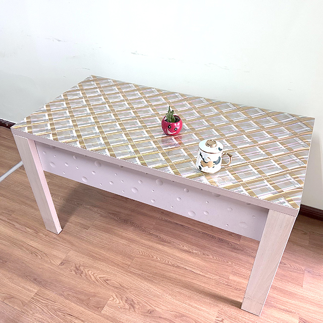 HM-011 Soft Glass Decorative Golden Laser Printed Design PVC Table Cover For Table