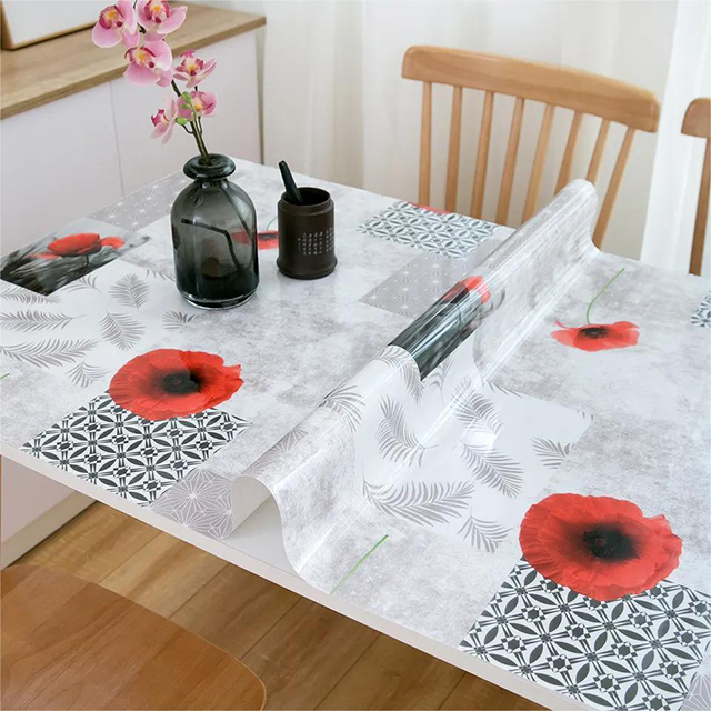 HM-039 Anti-Hot PVC Printed Table Sheet Waterproof Deluxe Heavy Duty PVC Table Cover Protector