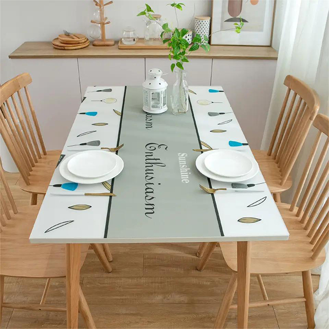 HM-042 Decorative PVC Tablecloth Waterproof New Printed Design Plastic Cover For Table